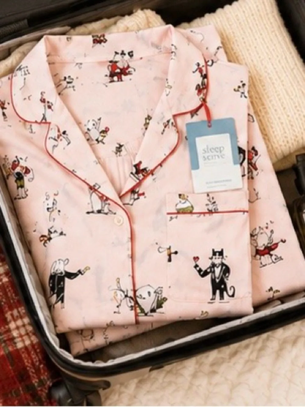 Kate Spade Holiday Cat Pajama Set Pink Christmas PJs 1X/1T